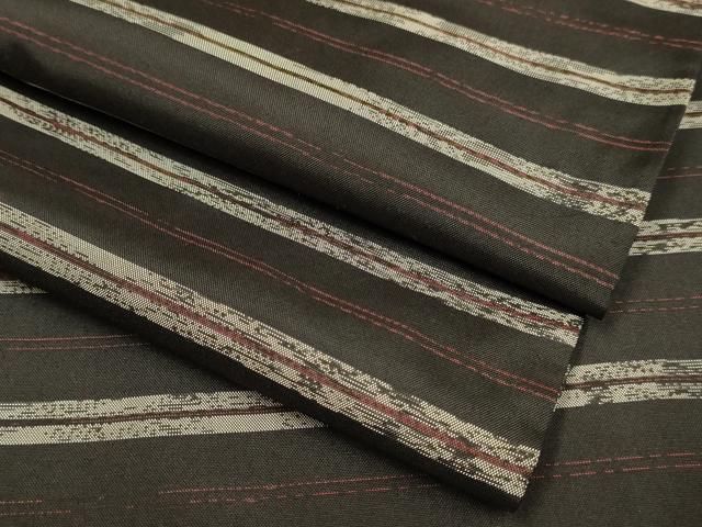 平和屋着物▽男性　本場大島紬　単衣　横段文　キングサイズ　正絹　逸品　DABI4392du