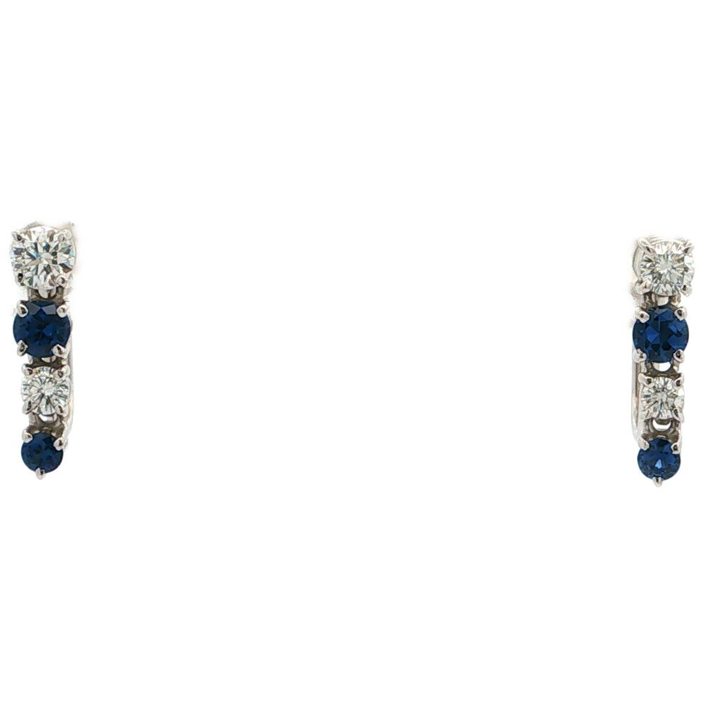 0.42ct 0.42ct MIKIMOTO ミキモト サファイア ダイヤモンドイヤリング K18(WG無)-3.9g ホワイトゴールド【♀】【N】【レディース】★■621518【中古】