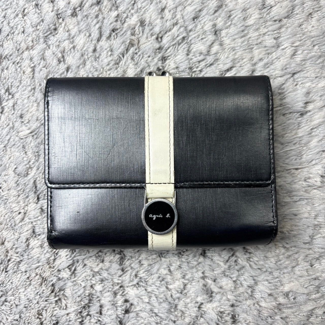 agnes b. VOYAGE アニエスベー がま口財布 三つ折り財布 ブラック 