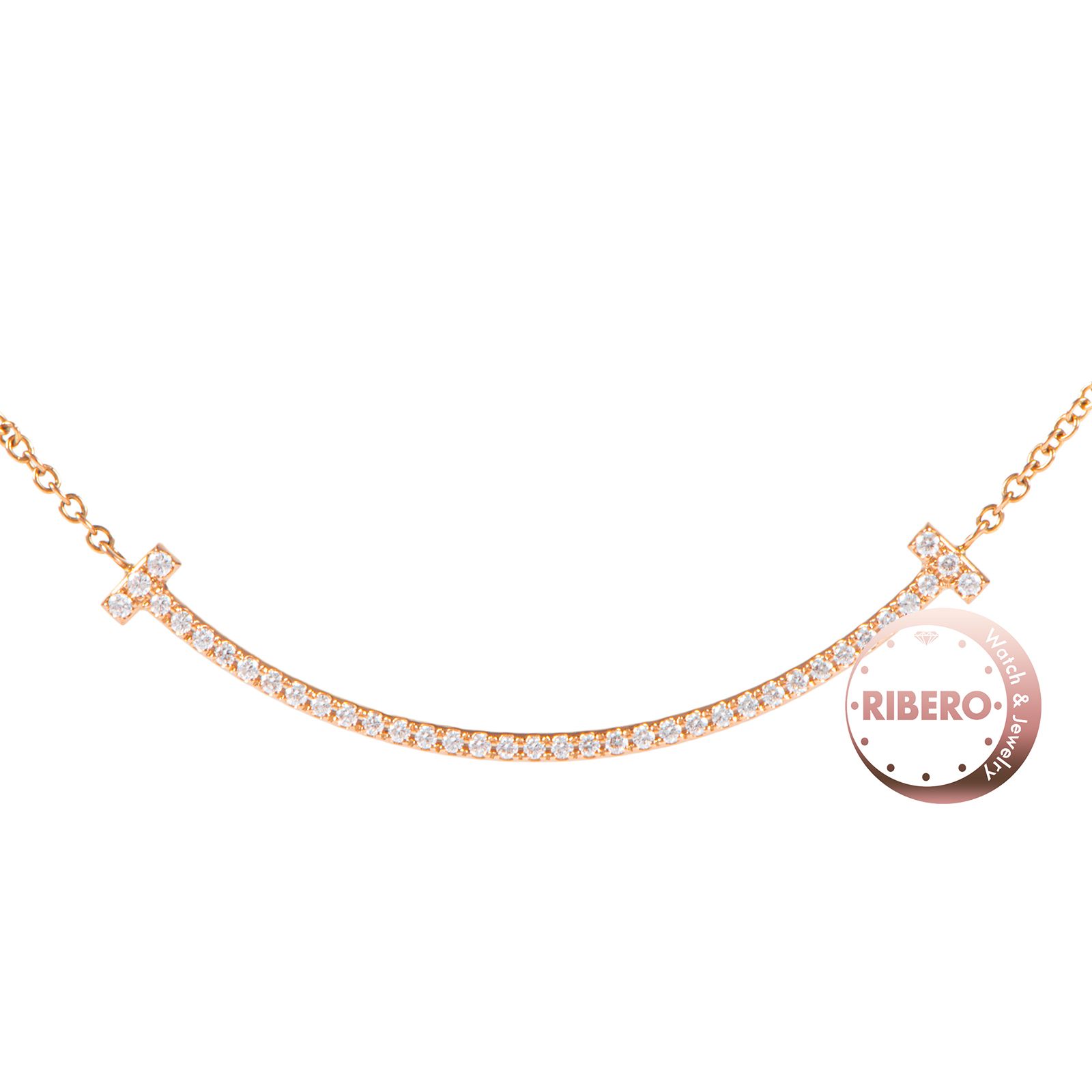 TIFFANY&Co. ティファニー ティファニーT スマイル ペンダント スモール ネックレス K18RG ダイヤモンド ピンク ゴールド【中古】