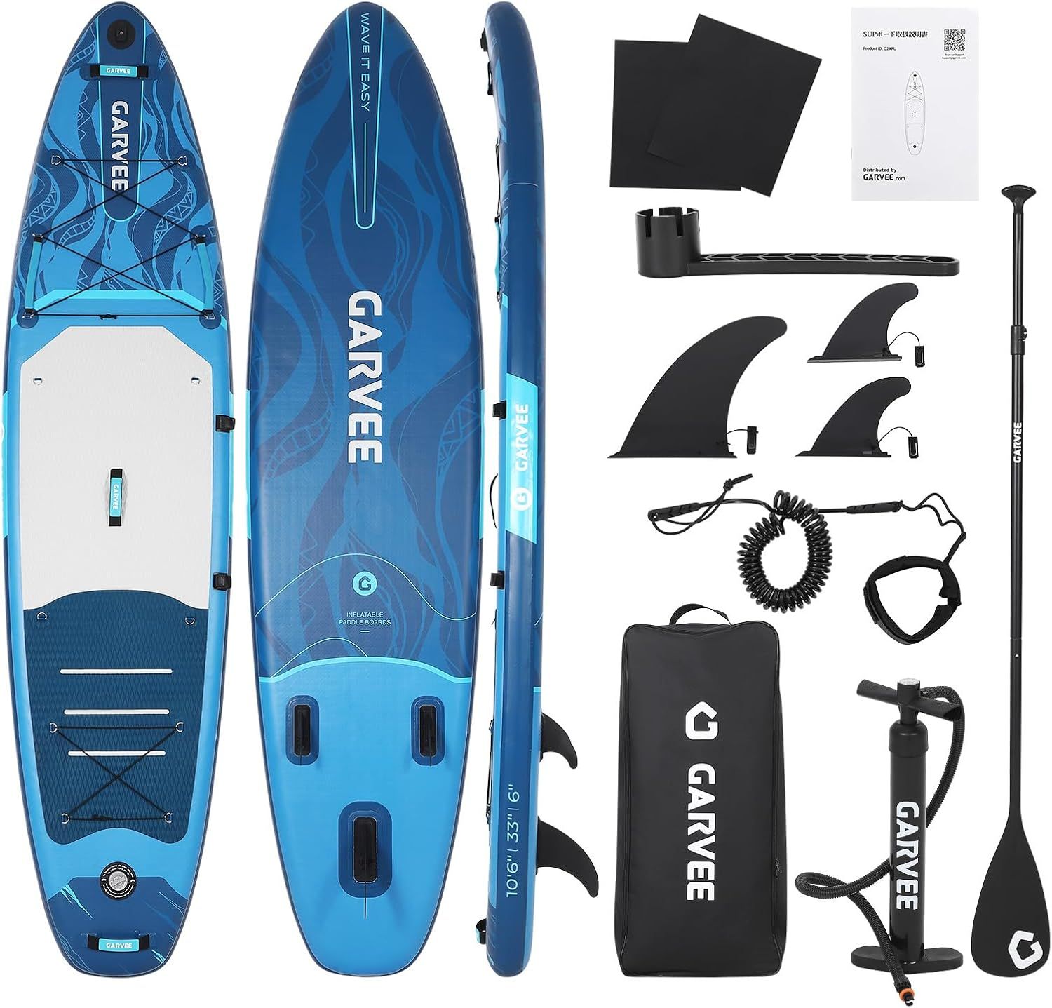 ユーカー（Euker）サップボード SUP スタンドアップパドルボード 初心者向け サーフィン supボード 超軽量 安定性 滑り止め 耐荷重量150kg パドル フィン ポンプ 収納バッグ付き