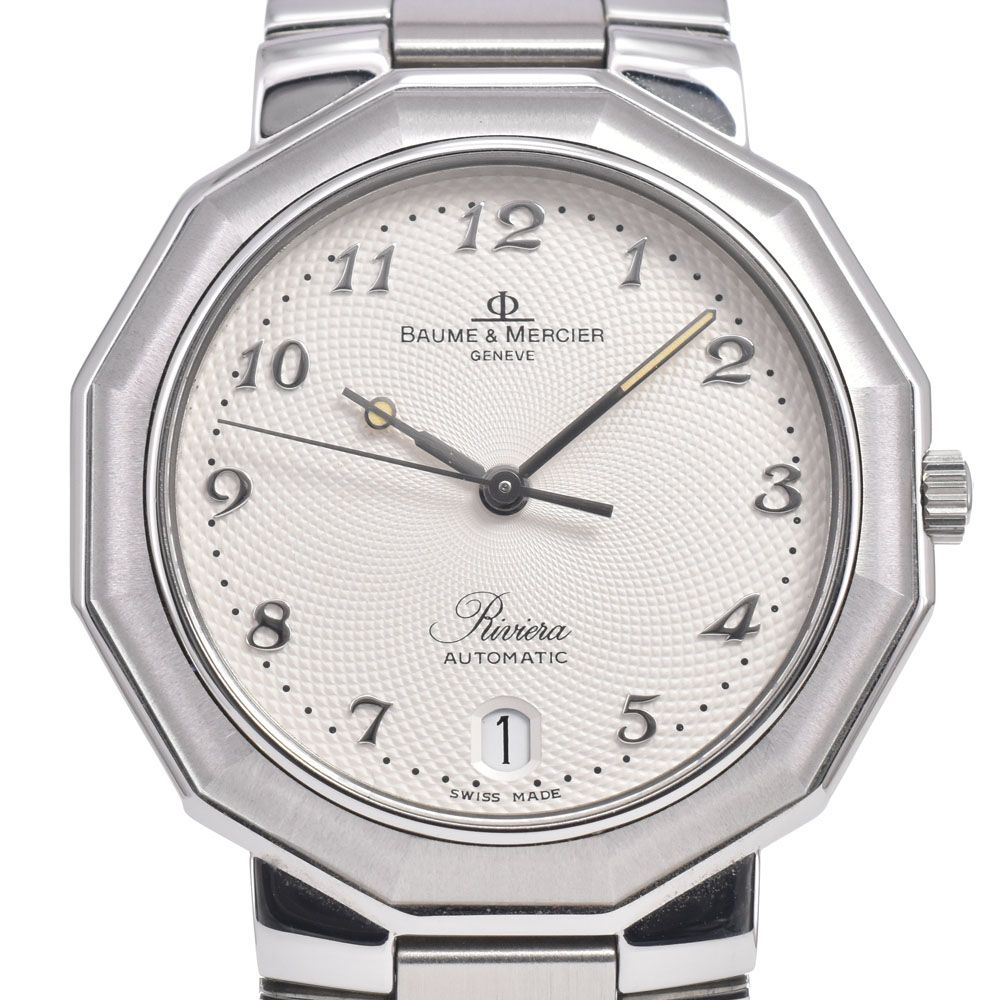 ボーム＆メルシェ Baume & Mercier MV045165 リビエラ デイト ホワイト 自動巻き メンズ 美品 内箱付き 腕時計 C#149529