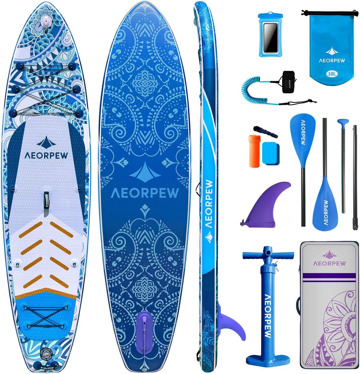 AEORPEW インフレータブル パドルボード 11ft 女性用 SUPボード 釣り ヨガ カメラマウント付 安定性抜群 EVA滑り止め 100Lバックパック付属