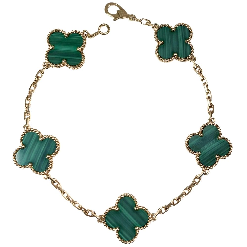 ヴァンクリーフ＆アーペル ブレスレット レディース ヴィンテージ アルハンブラ ジュエリー アクセサリー Van Cleef & Arpels K18イエローゴールド マカライト VCARL80900 グリーン 緑 約12.5g【中古品】 410,400円