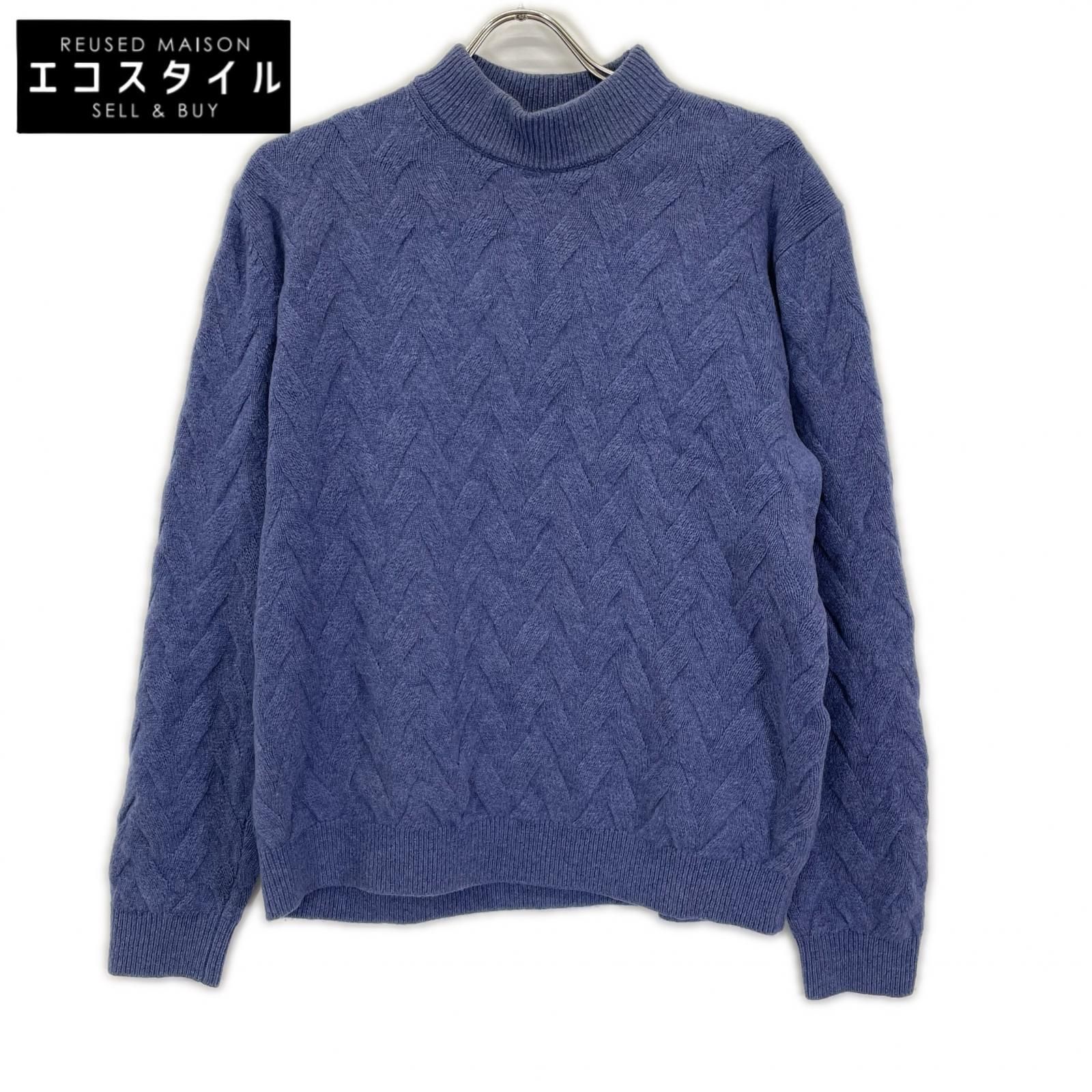LANVIN　ランバン　25AW 258909 KN951 ブルー ウール カシミヤ SEMNOZ モックネックニット　50