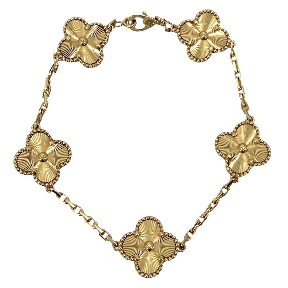 ヴァンクリーフ＆アーペル ブレスレット レディース ギヨシェ ヴィンテージ アルハンブラ ジュエリー アクセサリー Van Cleef & Arpels K18イエローゴールド VCARP3JK00 ゴールド 約19.1g【中古品】