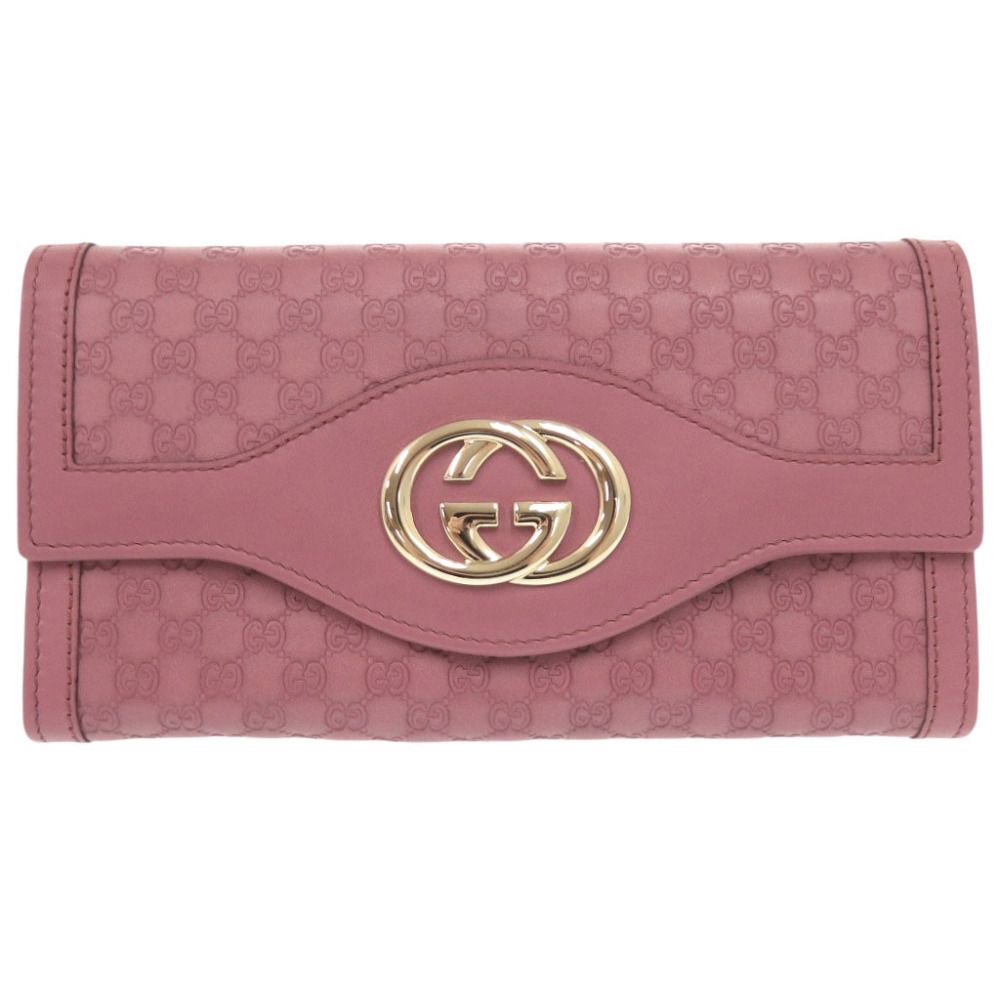 新品同様 グッチ インターロッキングG スーキー マイクログッチシマ レザー 282434 パープル 長財布 0456 GUCCI