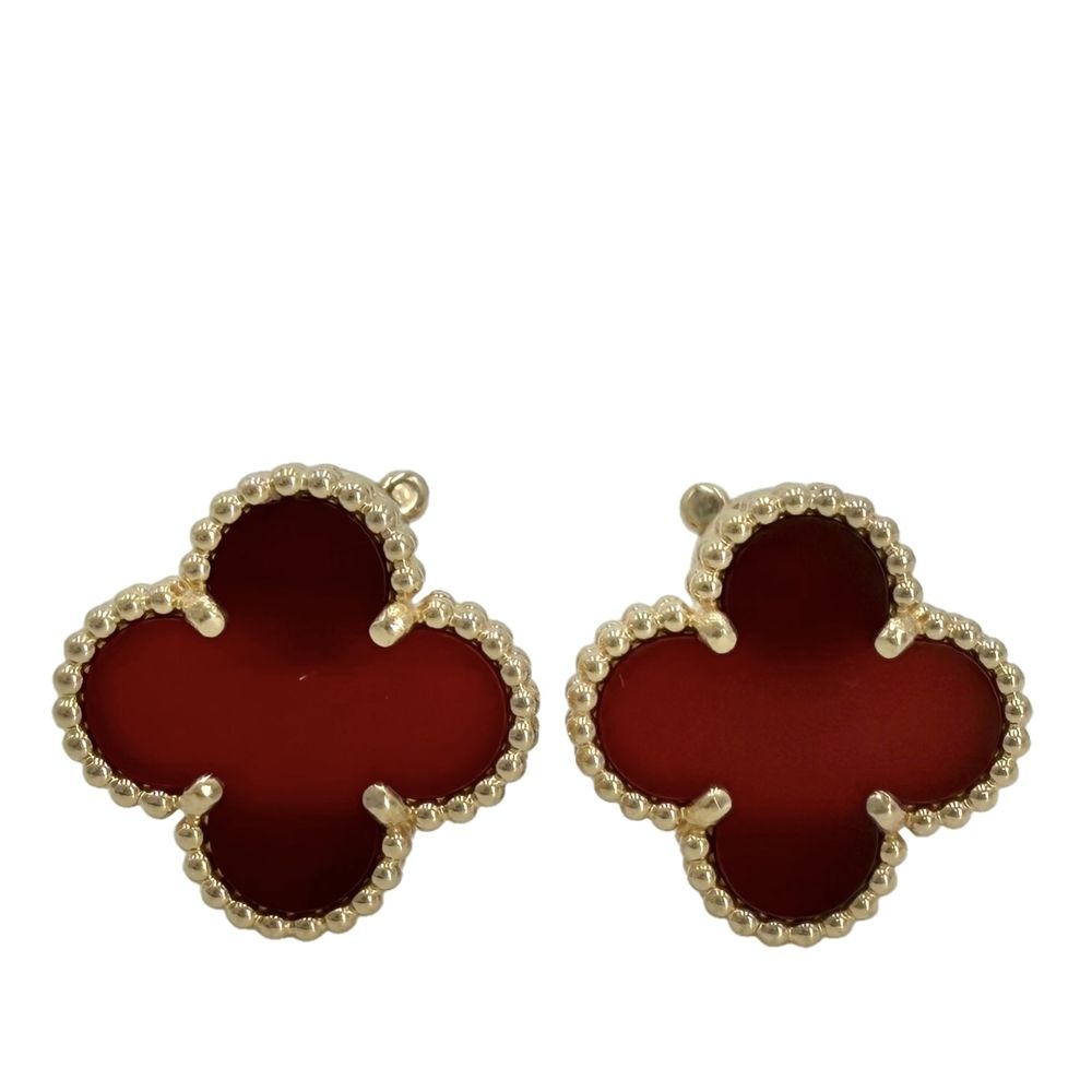 ヴァンクリーフ＆アーペル ピアス レディース ヴィンテージアルハンブラ ジュエリー アクセサリー Van Cleef & Arpels K18イエローゴールド カーネリアン VCARD40400 レッド 赤 約7.5g 美品【中古品】