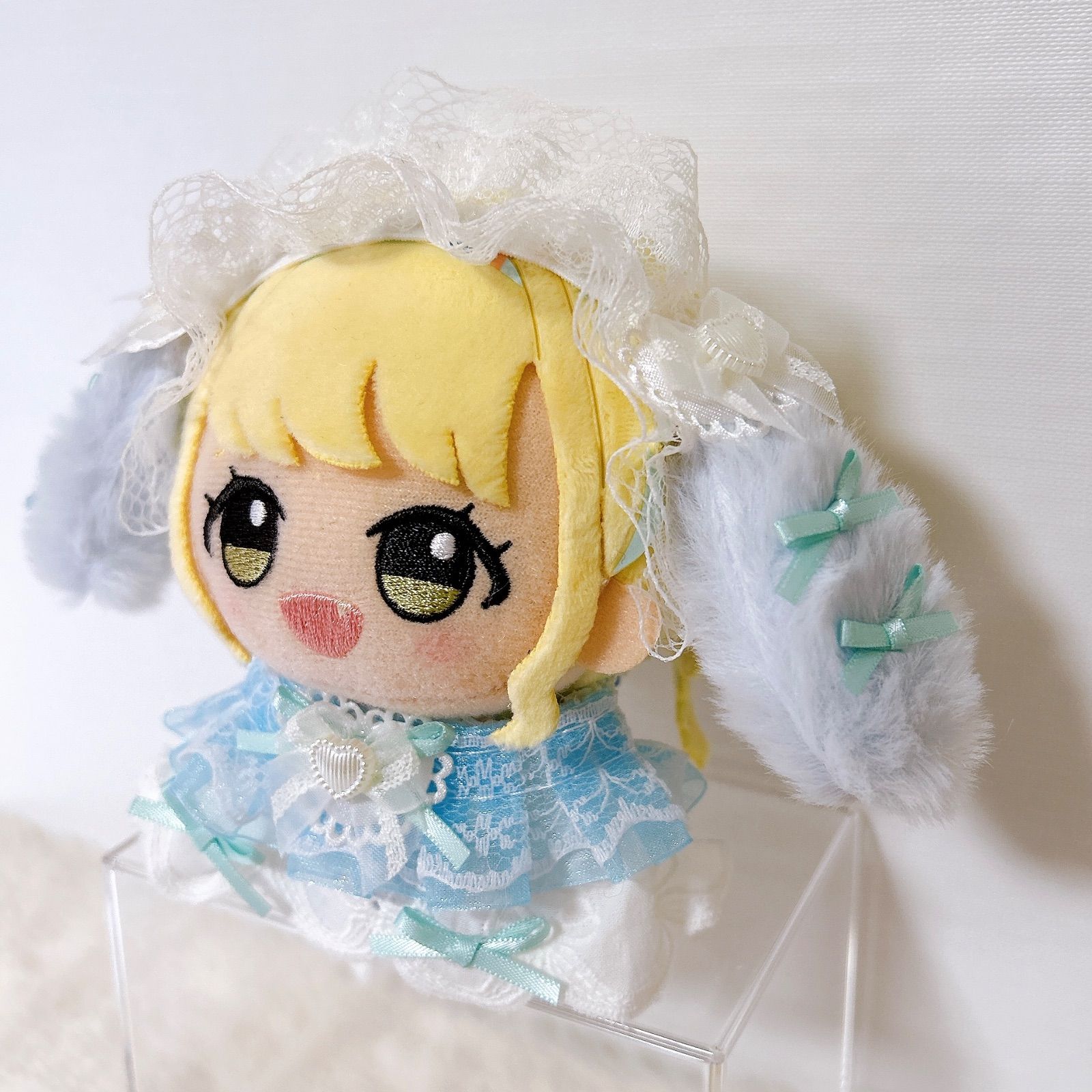 ちびぐるみ　ヘッドドレス　おめかしうささん　水色　ヘアピン付き ちびぐるみ ヘッドドレス おめかしうささん 水色 ヘアピン付き ちび