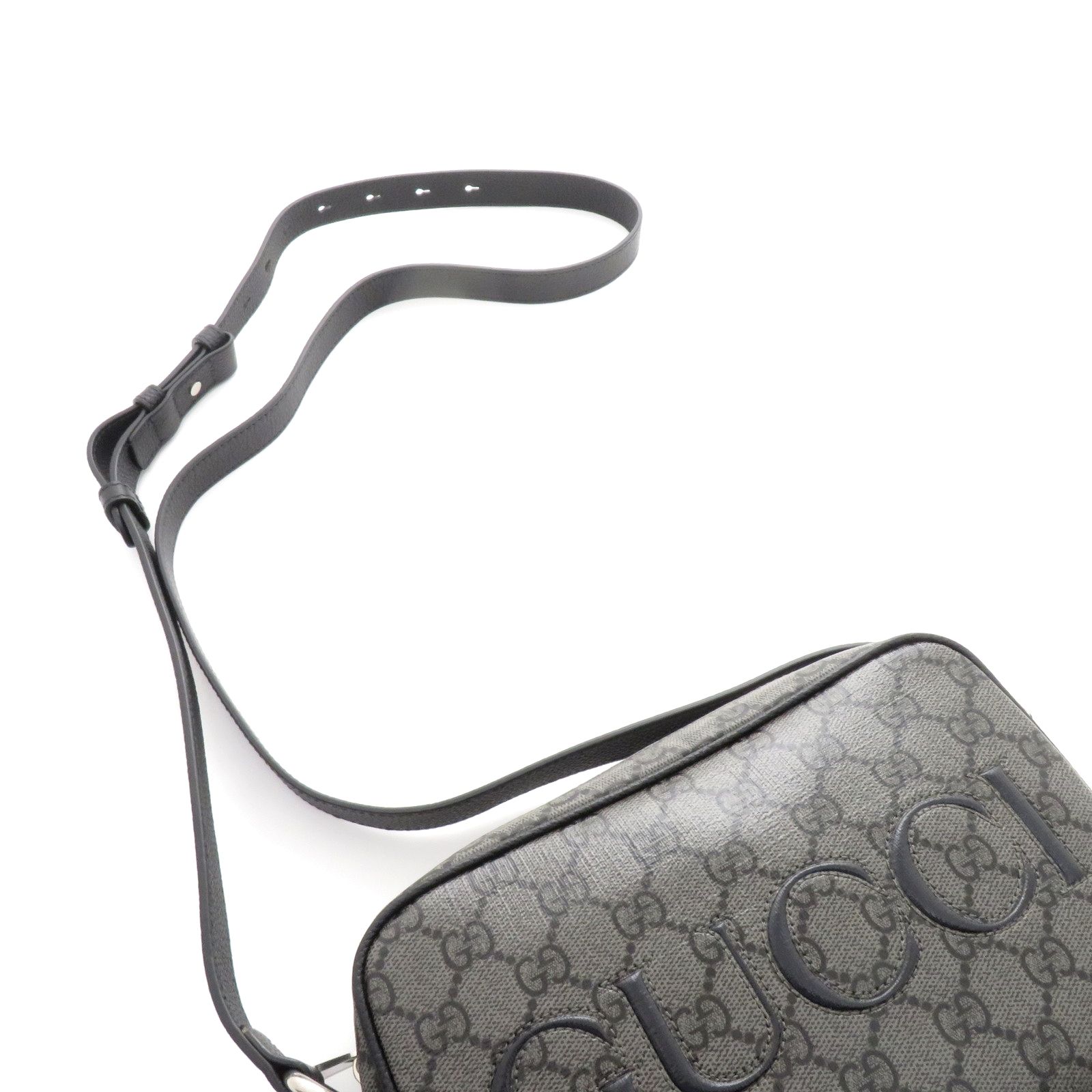 GUCCI グッチ GGスプリーム ショルダーバッグ グレー/ブラック PVC 