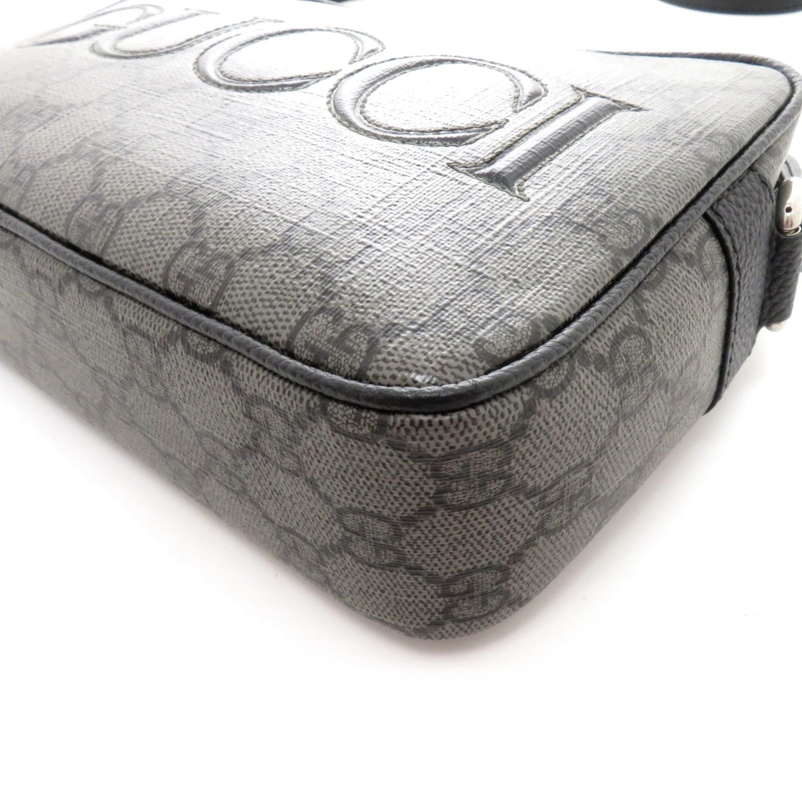 GUCCI グッチ GGスプリーム ショルダーバッグ グレー/ブラック PVC