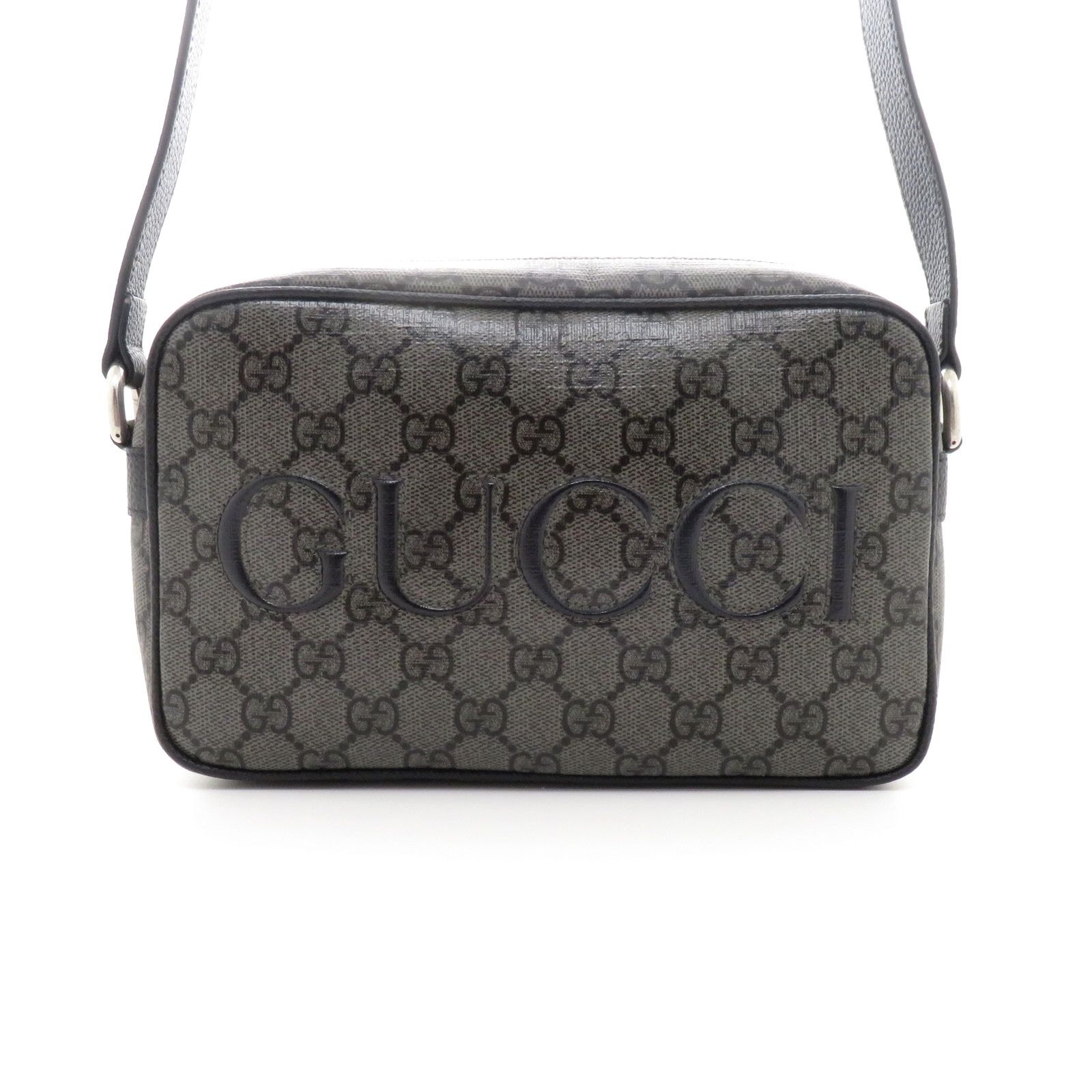 GUCCI グッチ GGスプリーム ショルダーバッグ グレー/ブラック PVC