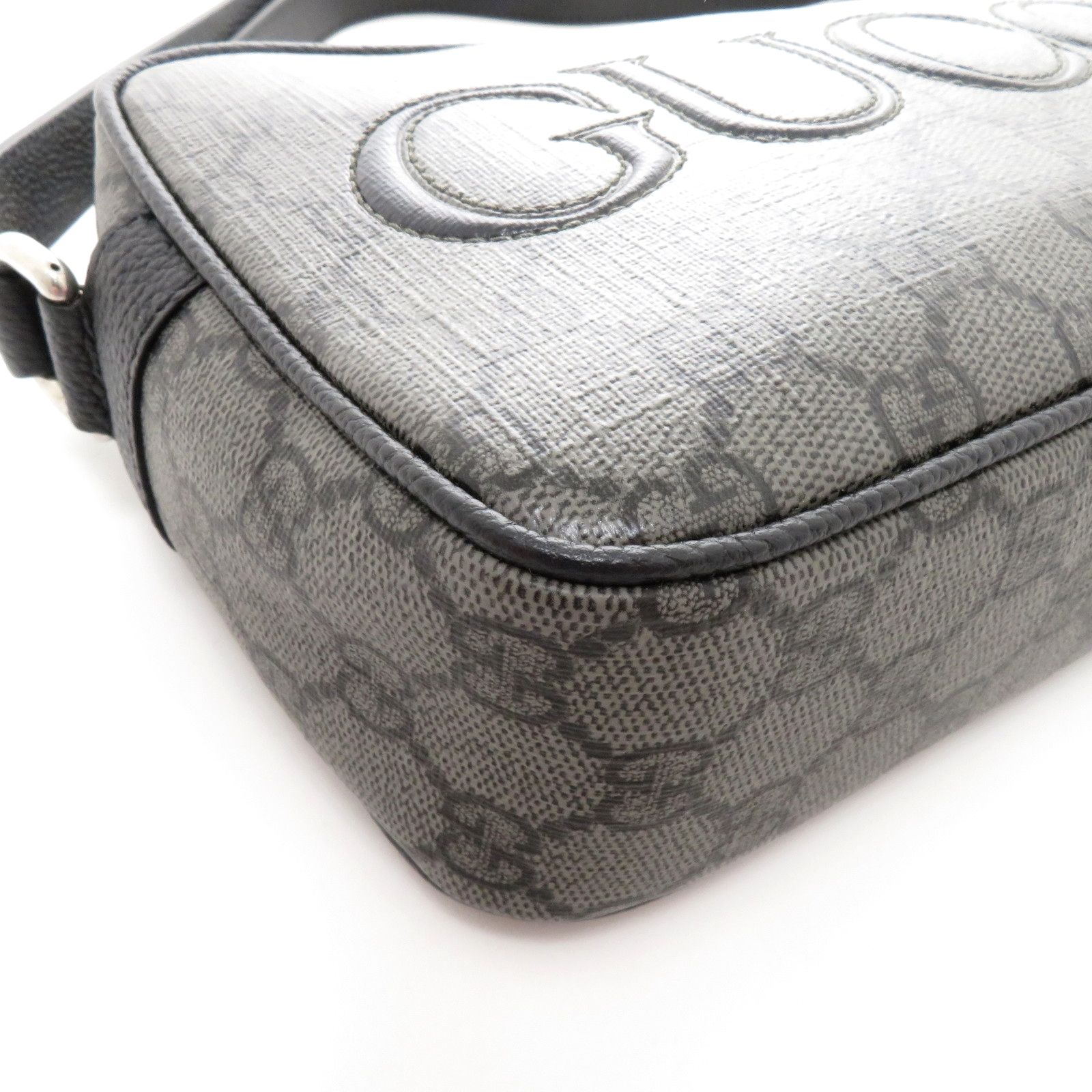 GUCCI グッチ GGスプリーム ショルダーバッグ グレー/ブラック PVC