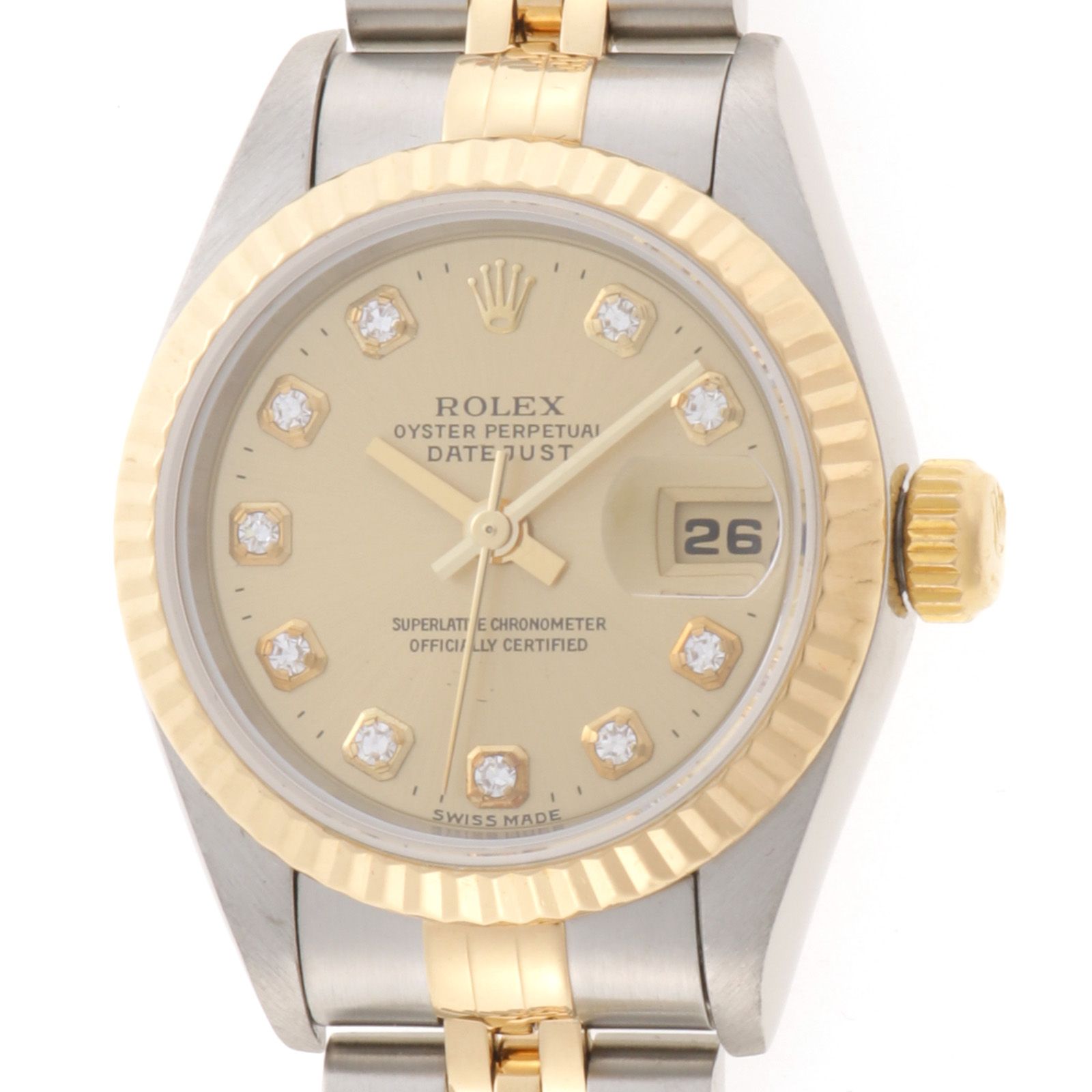 ROLEX ロレックス デイトジャスト 69173G 腕時計 K18イエローゴールド K18YG/ステンレス ステンレス シャンパン/N10PD W番刻印 自動巻き ゴールド文字盤 レディース【中古】432