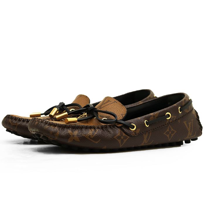 LOUIS VUITTON ルイ・ヴィトン ドライビングシューズ LVモノグラム サイズ L36 レディース 2019年製 ロゴ チャーム スリッポン シューズ 靴 箱/袋付属 ダークブラウン 茶色 フランス製 32,175円