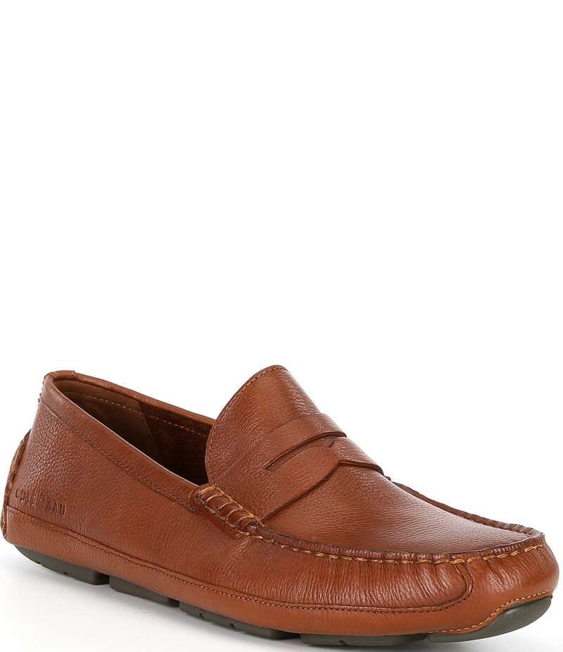 コールハーン メンズ シューズ スリッポン・ローファー レザー Cole Haan Mens Wyatt Leather Penny Drivers British TanNicotine タン
