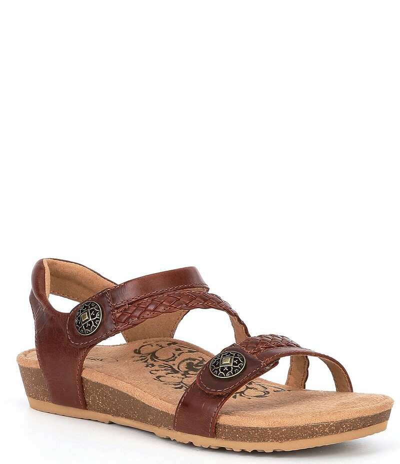 エイトレックス レディース シューズ サンダル Aetrex Jillian Braided Wedge Sandals Walnut