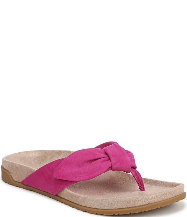 バイオニック レディース シューズ サンダル スエード Vionic Eva Suede Bow Detail Thong Sandals Rose Violet バイオレット