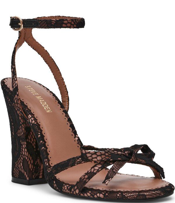 スティーブ マデン レディース シューズ サンダル サテン アンクル レース Steve Madden Hara Satin Lace Bow Detail Ankle Strap Dressanda