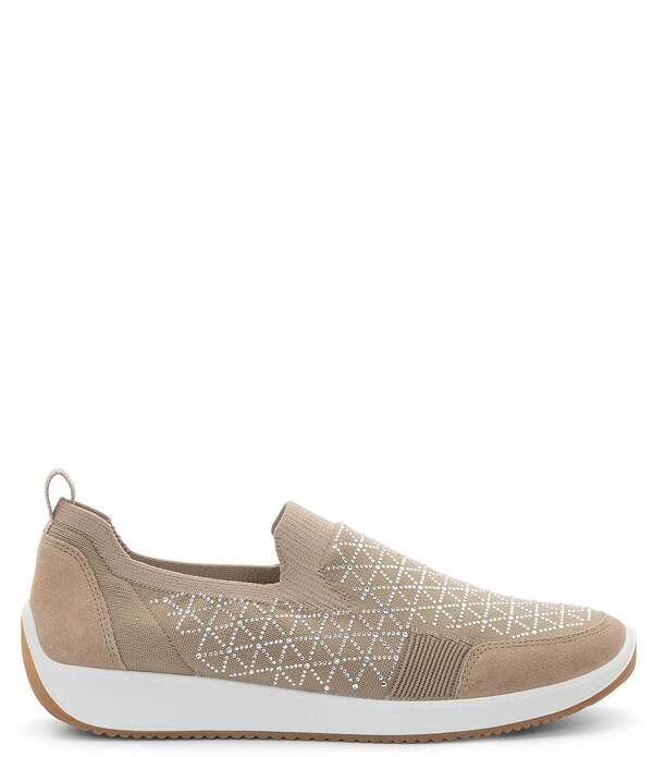 アラ レディース シューズ スニーカー レース ニット ara Lisbon Lace Rhinestonembellished Stretch Knit Sneakersand サンド