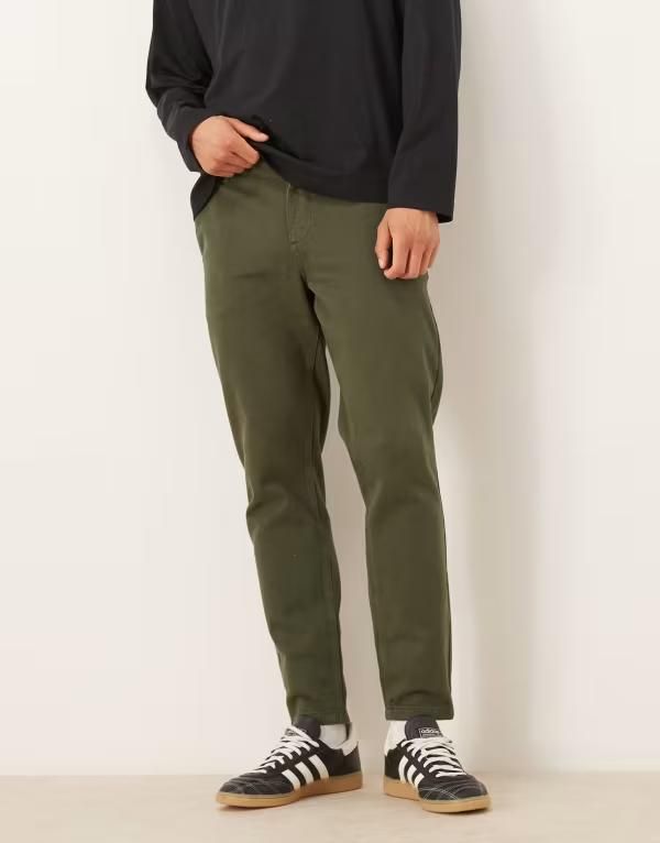 エイソス メンズ ボトムス カジュアルパンツ ASOS DESIGN tapered chino pants Khaki カーキ