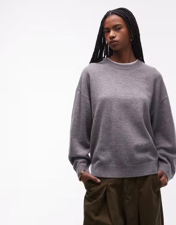 アンドアザーストーリーズ レディース アウター ニット・セーター ウール Other Stories wool blend oversized sweater in heather Gray Mela