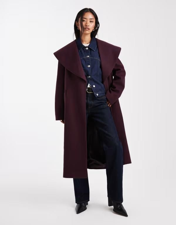 ミスセルフフリッジ レディース アウター コート Miss Selfridge formal wrap coat in plum Plum プラム