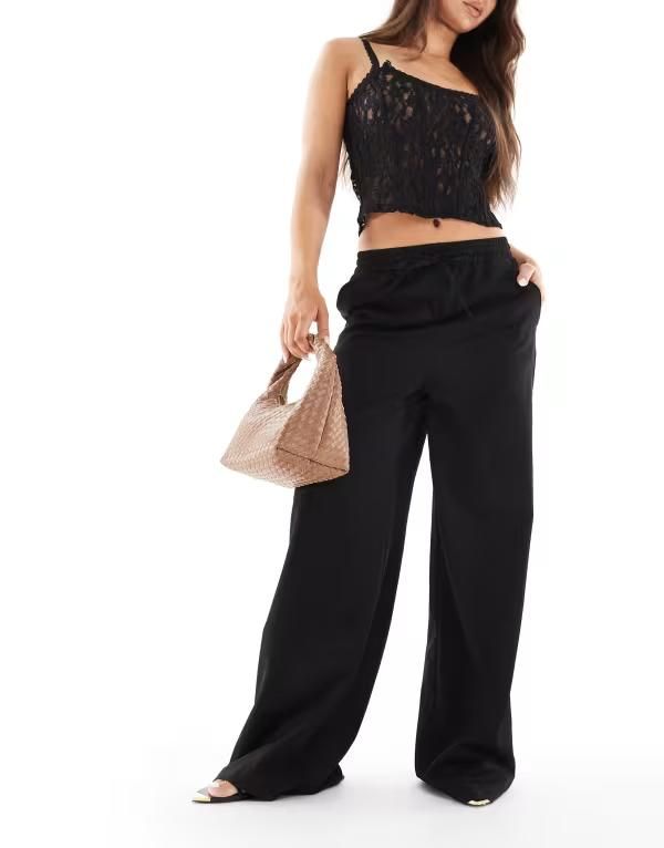 ウェンズデーガール レディース ボトムス カジュアルパンツ ワイドレッグ パンツ Wednesdays Girl wide leg slouchy pants Black ブラック