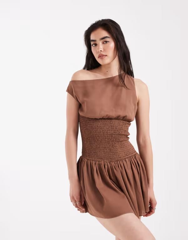 デイジーストリート レディース トップス ワンピース ミニワンピース ジョーゼット ミニ Daisy Street off the shoulder boho georgette shirred de
