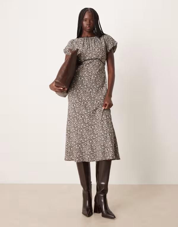 ノーバディーズ チャイルド レディース トップス ワンピース フラワー柄 プリント ミディ フラワー Nobodys Child Sicily midi tea dress floral print