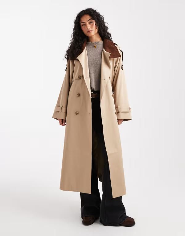エイソス レディース アウター コート ASOS DESIGN hero longline trench coat in stone Stone ストーン