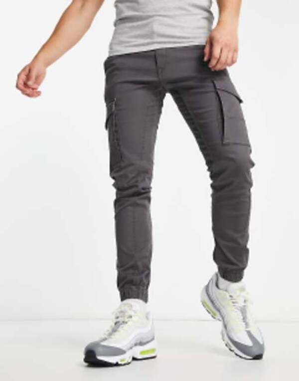 ジャック アンド ジョーンズ メンズ ボトムス カジュアルパンツ カーゴパンツ パンツ Jack Jones Intelligence cuffed cargo pants Asphalt グレー