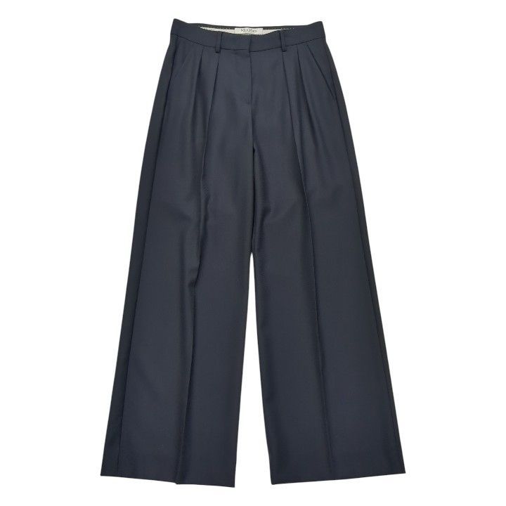 【美品】近年モデル マックスマーラ MaxMara 2タック ワイドパンツ 紺 ネイビー 40