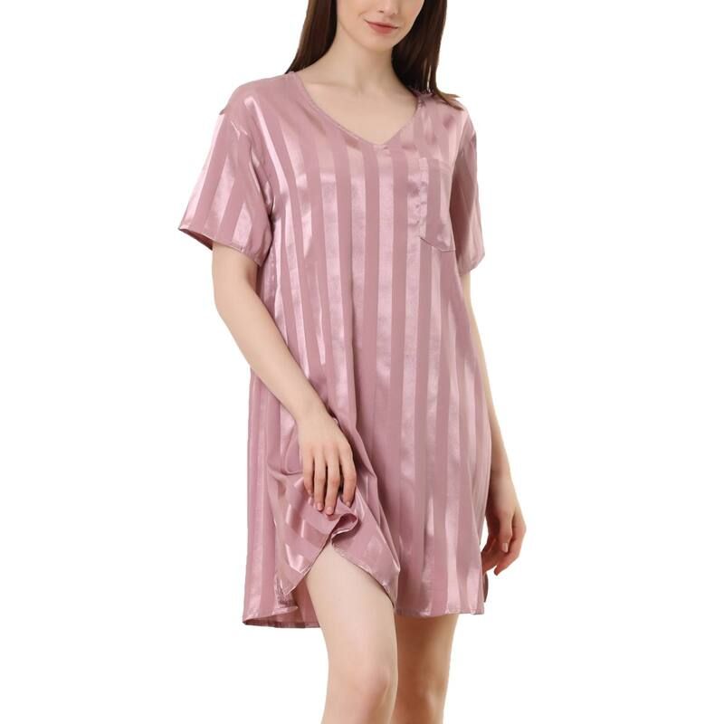 cheibear レディース アンダーウェア ナイトウェア シャツ サテン cheibear Womens Pajamasatin Dress Nightshirt Lounge Sleepwear