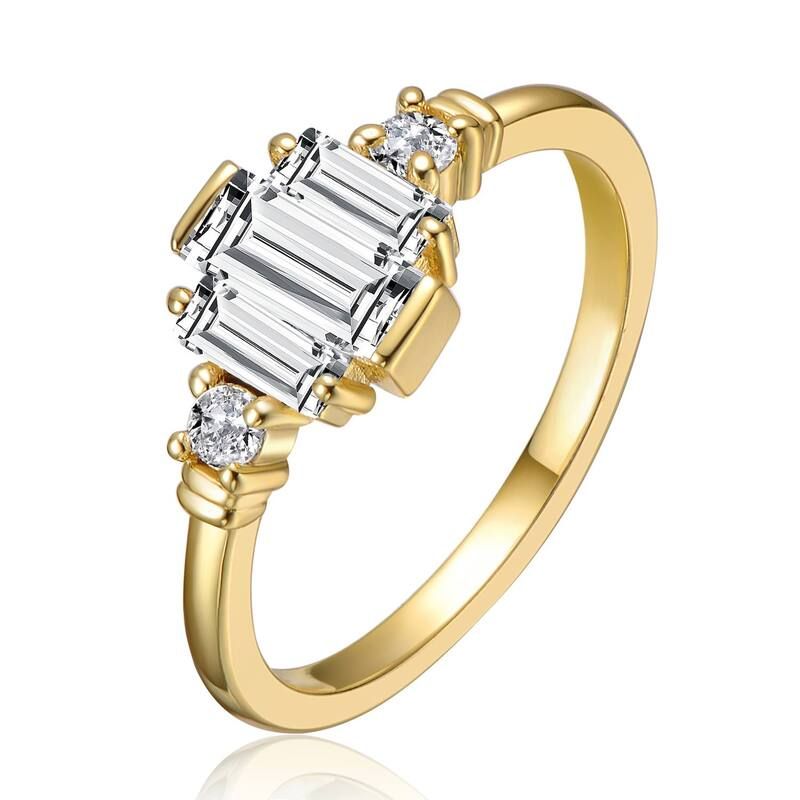 アンブランデッド レディース アクセサリー リング Unbranded 14k Gold over Sterling Silver Clear Cubic Zirconia Cocktail Ring