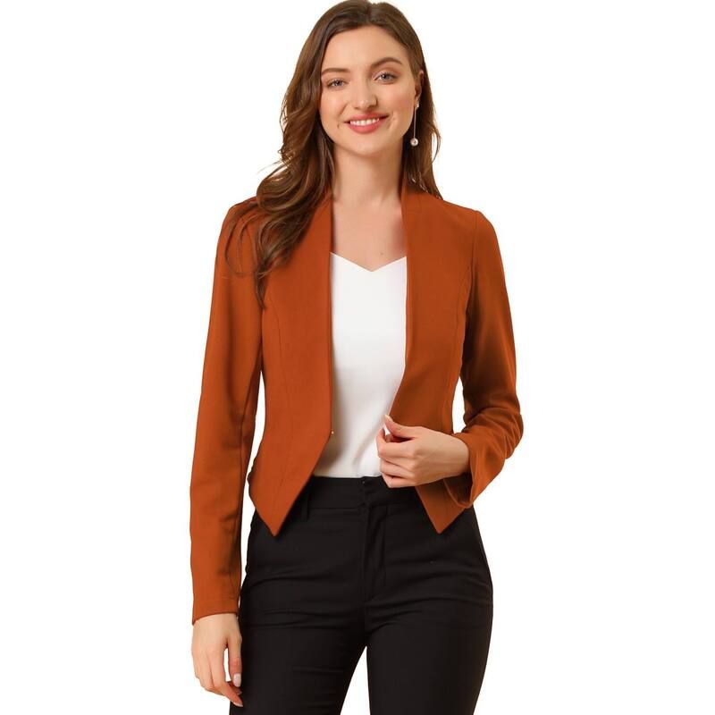 アレグラ ケー レディース アウター ジャケット・ブルゾン クロップド ブレザー ALLEGRA K Womens Collarless Work Office Business Casual Cro