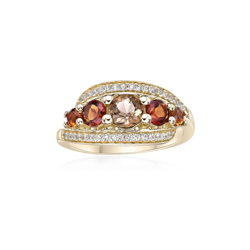 Gemminded レディース アクセサリー リング Gemminded 2 Micron Gold Over Silver Citrine Smokey Quartz LabCreated Whit