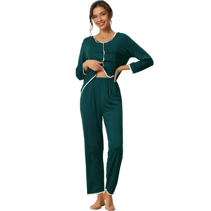 cheibear レディース アンダーウェア ナイトウェア パンツ cheibear Womensleepwear Pajamas Long Sleeve Pullover Tops with Pan 9,235円