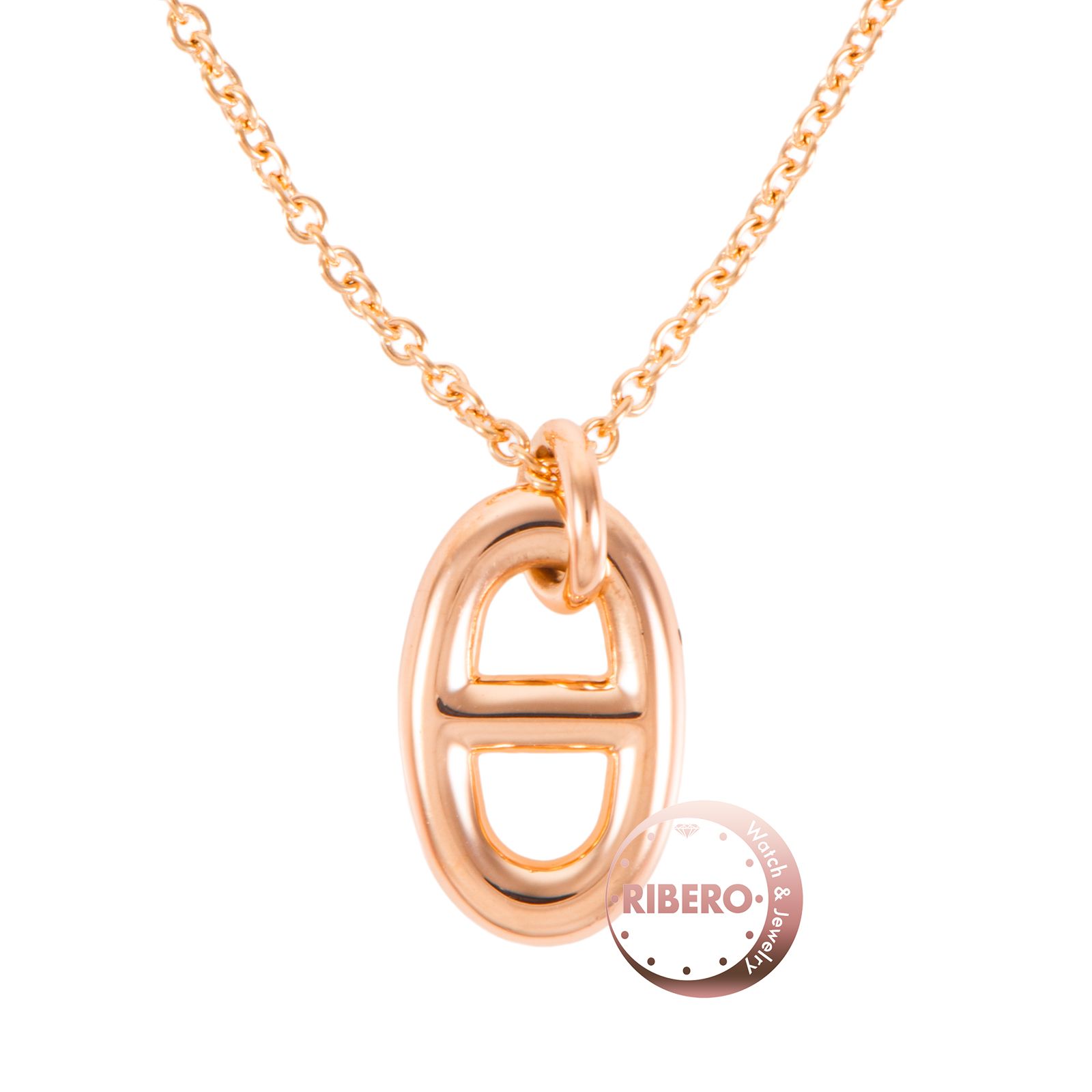 HERMES エルメス ファランドール PM ネックレス シェーヌダンクル ペンダント K18PG ピンク ゴールド【中古】