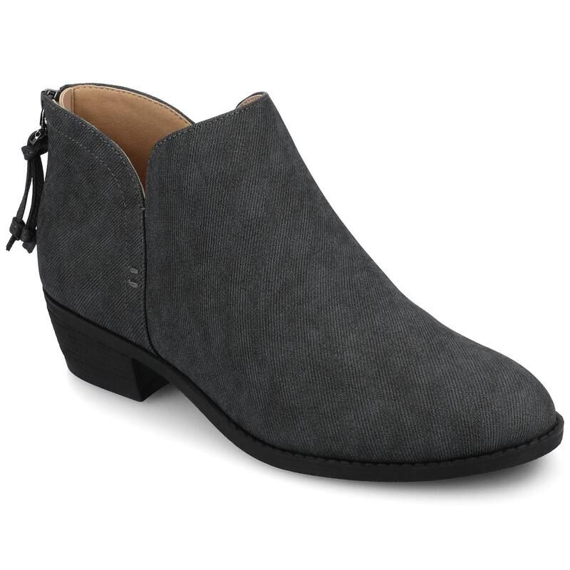 ジャーニー レディース シューズ ブーツ・レインブーツ ヒール Journee Livvy Womens Back Heel Zip Stacked Heel Booties Dark Denim デ