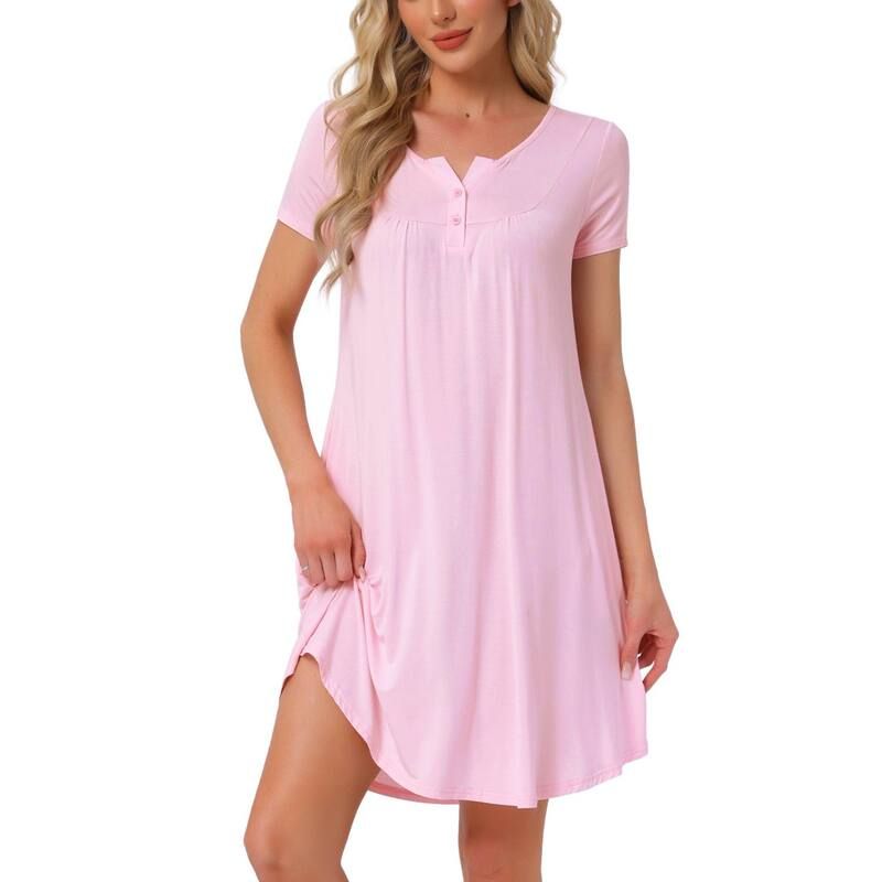 cheibear レディース アンダーウェア ナイトウェア cheibear Womensleepwear Soft Button With Pocketshort Sleeve Lounge Nig