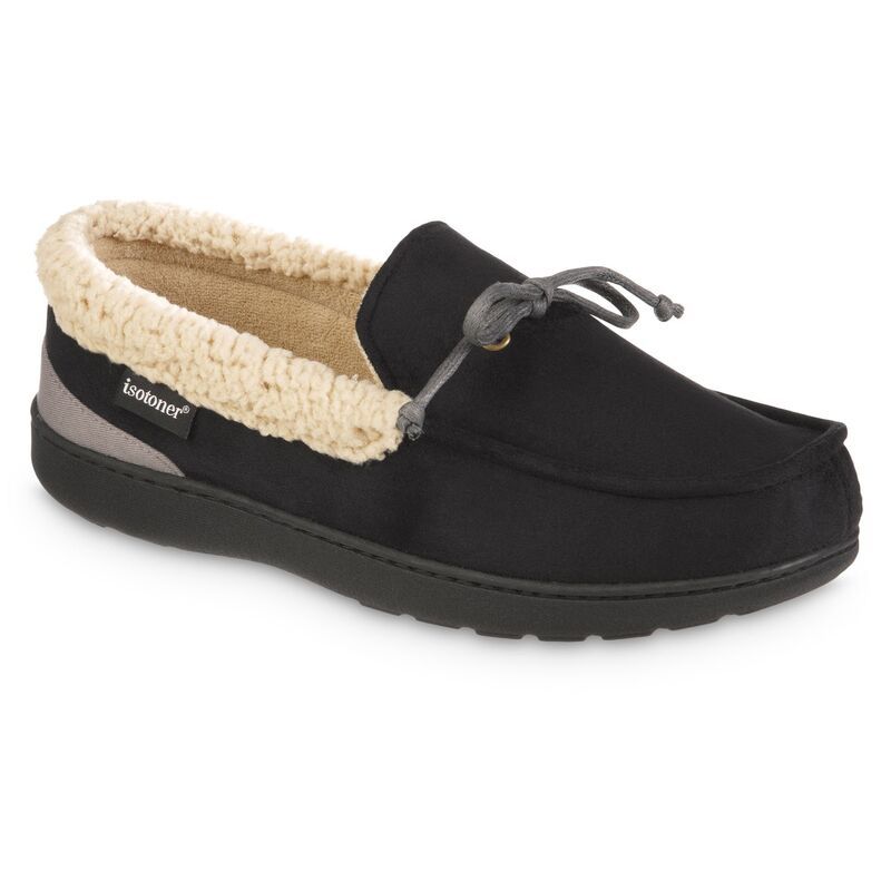 アイソトナー メンズ シューズ サンダル Isotoner Gel Infused Memory Foam Vincent Mens Moccasin Slippers Black ブラック