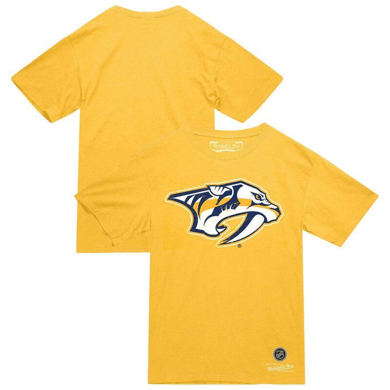 ミッチェルネス メンズ トップス Tシャツ Mens Mitchell Ness Gold Nashville Predators Heritage TShirt Pdt Gold ゴールド