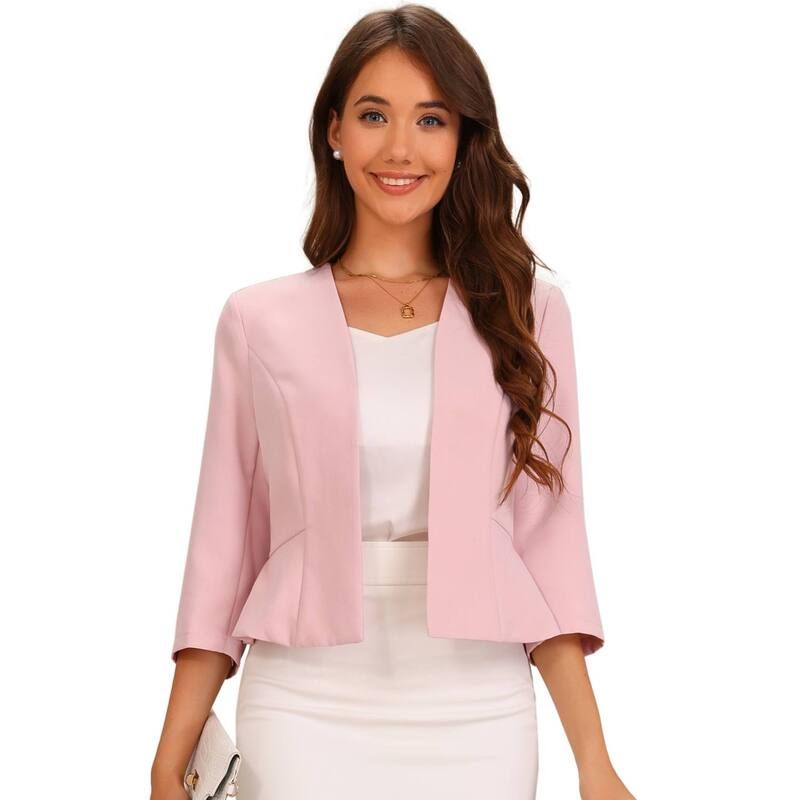 アレグラ ケー レディース アウター ジャケット・ブルゾン ブレザー ALLEGRA K Elegant Blazer for Womens Open Front Collarless 34 Slee