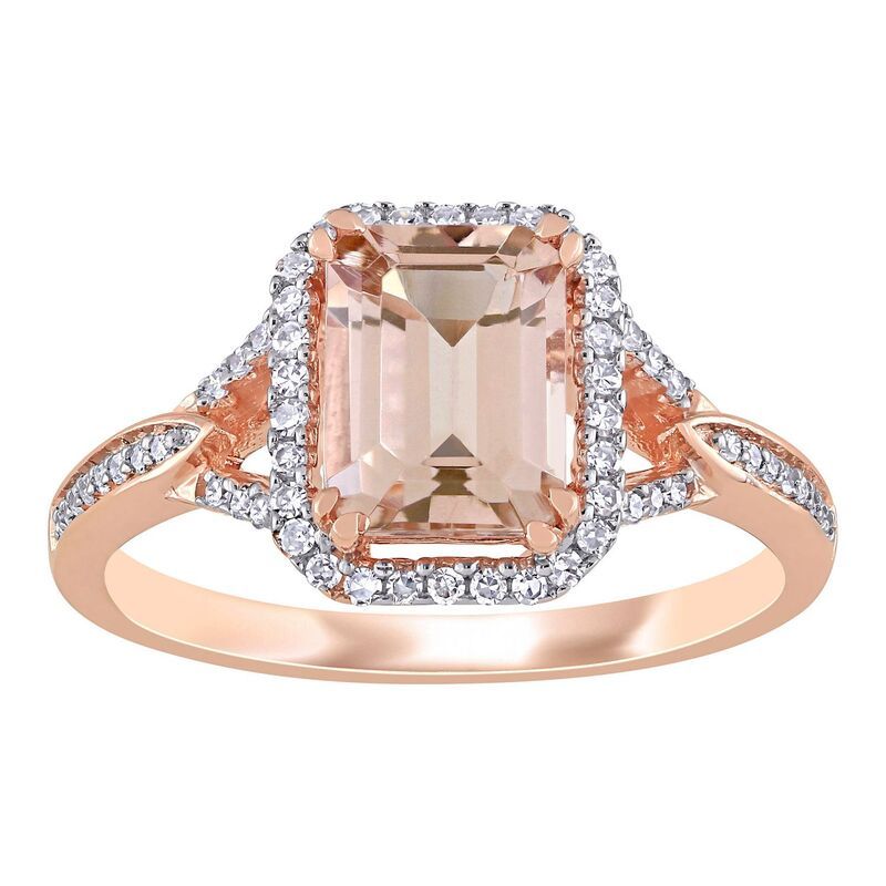 ステラ グレース レディース アクセサリー リング Stella Grace 14k Rose God Morganite 15 CaratW Diamond Halo Engagement Ring