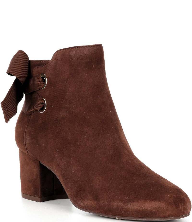 カッパーキー レディース シューズ ブーツ・レインブーツ スエード ブーツ ヒール Copper Key Yule Suede Bow Block Heel Booties True Brandy