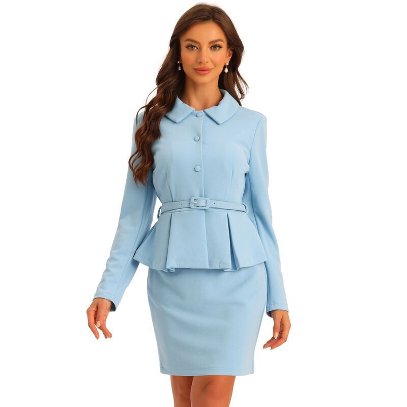 アレグラ ケー レディース アウター ジャケット・ブルゾン スカート ブレザー ALLEGRA K 2pcs Businessuits For Womens Peplum Blazer Jacket