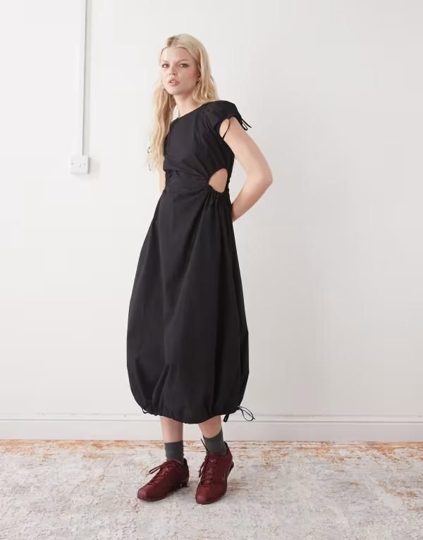 コルージョン レディース トップス ワンピース カットアウト マキシ COLLUSION channel detailing cut out maxi dress Black ブラック