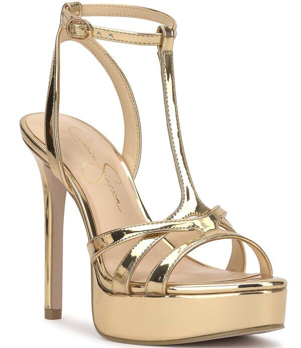 ジェシカシンプソン レディース シューズ サンダル プラットフォーム Jessica Simpson Sippete PatentStraplatform Dressandals Gold ゴールド