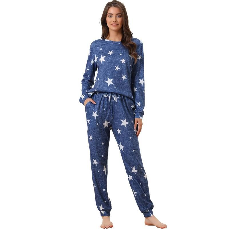 cheibear レディース アンダーウェア ナイトウェア プリント cheibear Womens Long Sleeve Pajama Sets Kint Printed Pattern 2 Pi